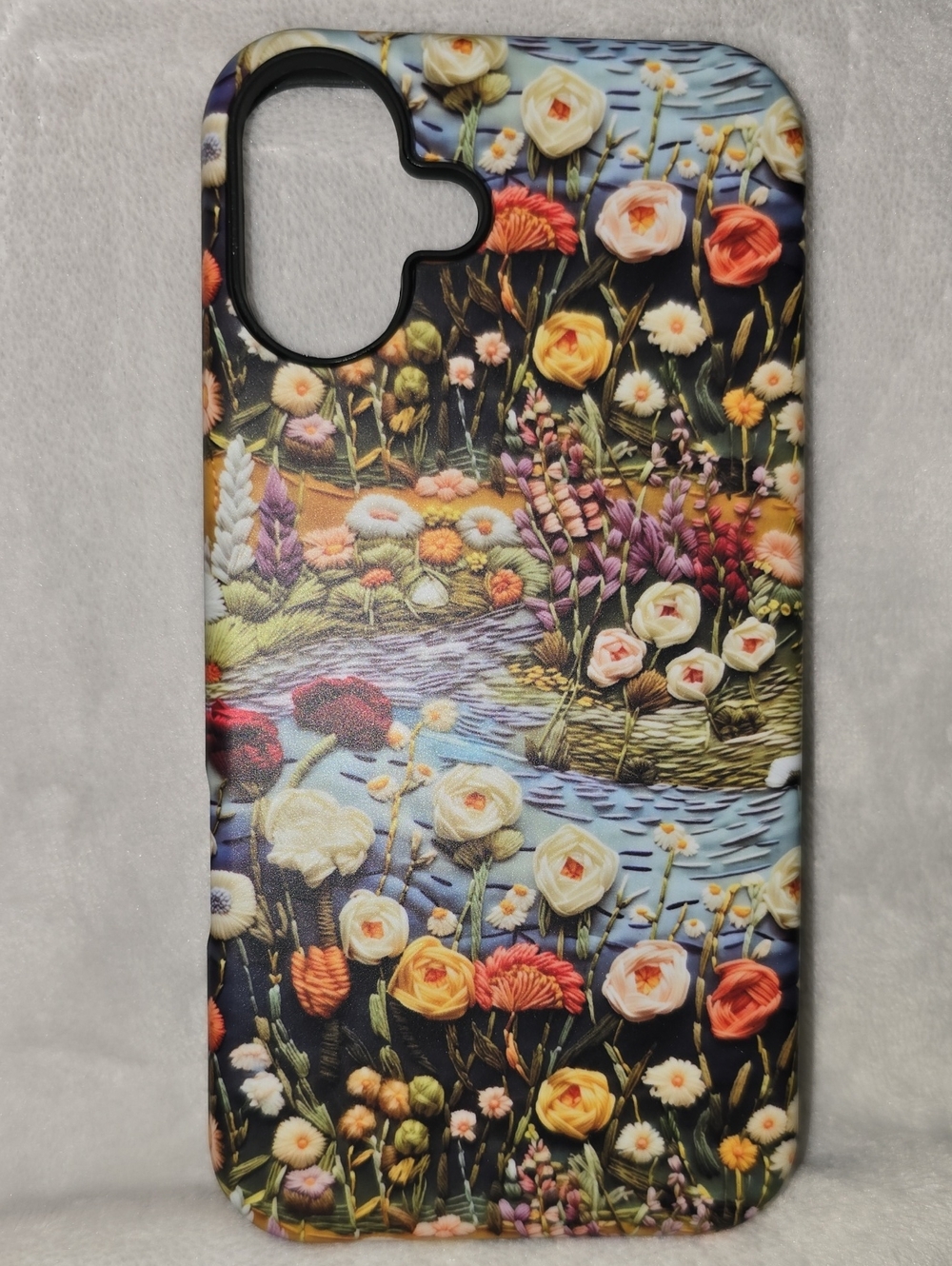 Floral Embroidered Creek Forest -Style iPhone 16 Plus Phone Case - Multicolor